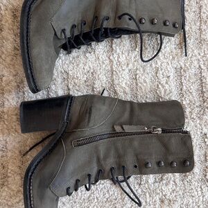 Olive Lace-Up Ankle Boots